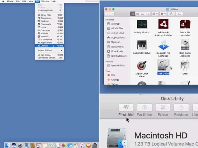 روی macOS برنامه DISK UTILITY را اجرا کنید تا کارت SD ترمیم شود