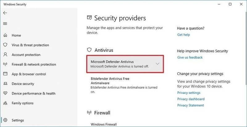 غیرفعال کردن آنتی‌ویروس Microsoft Defender با نصب یک برنامه جانبی