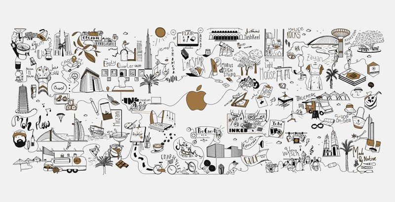 اپل فروشگاه جدیدی در دبی با دیوارهای مجهز به آثار هنری افتتاح خواهد کرد + عکس